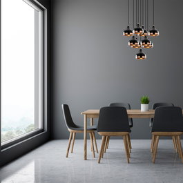 Opviq Yıldo - 6893 Lámpara de araña negra de metal con altura regulable